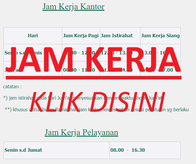 jam kerja depan